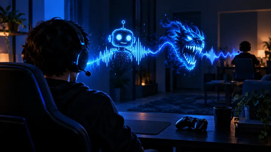 Character voice represented by a monster microphone